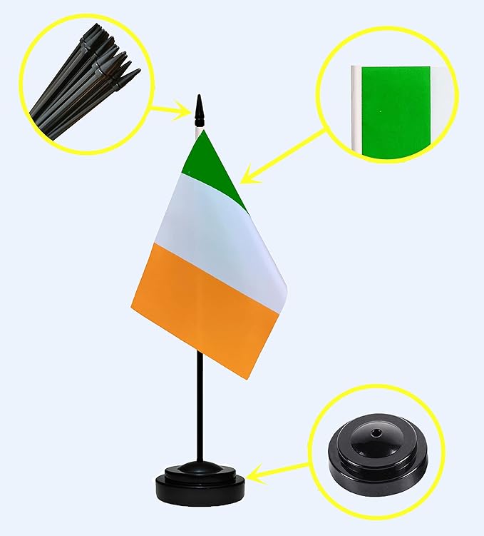 Ireland Irish Deluxe Desk Flag Set Small Mini Miniature Ireland Irish Table - Image 2