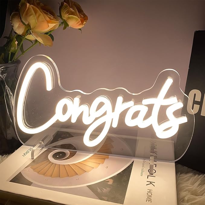 Congrats Table Number Neon Sign Desk Lamp Night Light Wedding Letter LED Neon - Image 6