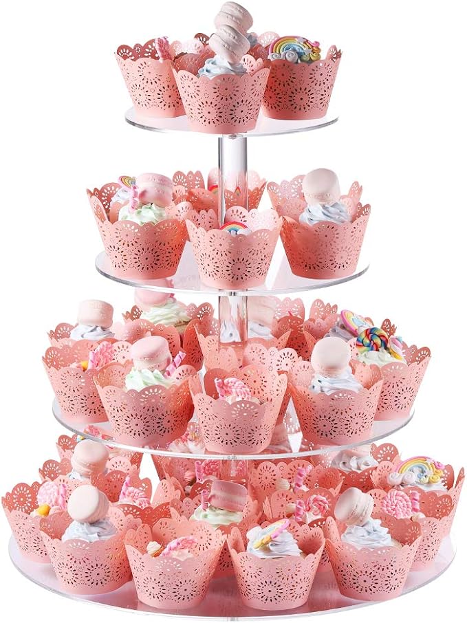 Boxalls Cupcake Stand, 4 Tier Round Acrylic Cupcake Display Stand Holder by BOXALLS
