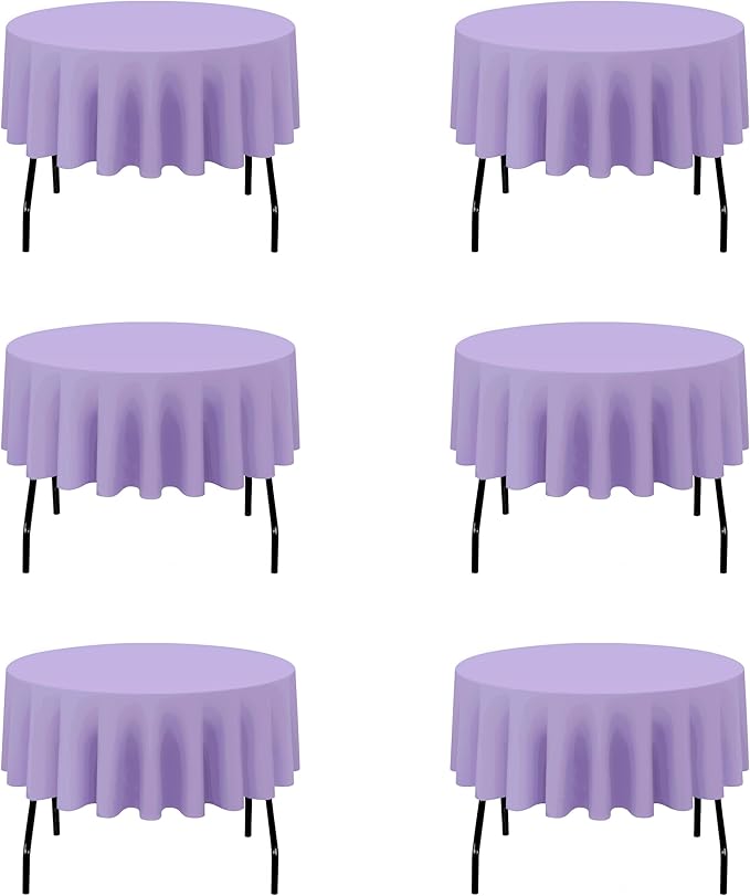 BRILLMAX 6 Pack Lavender 70 Inch Round Tablecloths Fit 30" to 54" Tables by BRILLMAX