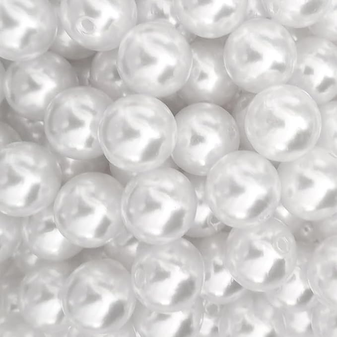 100Pcs 20mm White Round ABS Faux Pearl Beads by Anlan-angel