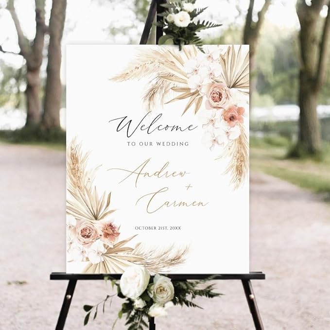 Pampas Grass Boho Wedding Welcome Sign Template - Image 2