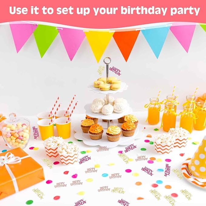 560 PCS Glitter Happy Birthday Confetti, Rose Gold Table Decorations, - Image 5