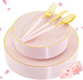 Liacere 150PCS Plastic Plates-Gold Plastic Silverware by Liacere