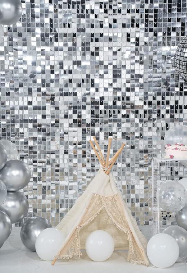 Kate Square Sliver Sequin Wall Panel Backdrop Sliver Glitter Panels Wedding - Image 9