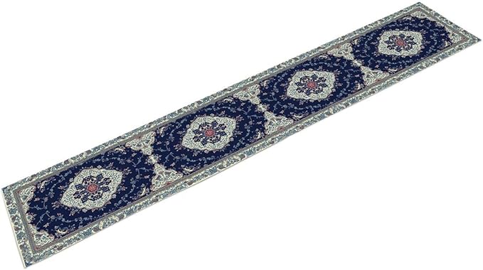 Elegant Palace Boho Blue Table Runner Vintage French Style Farmhouse Geometric - Image 7