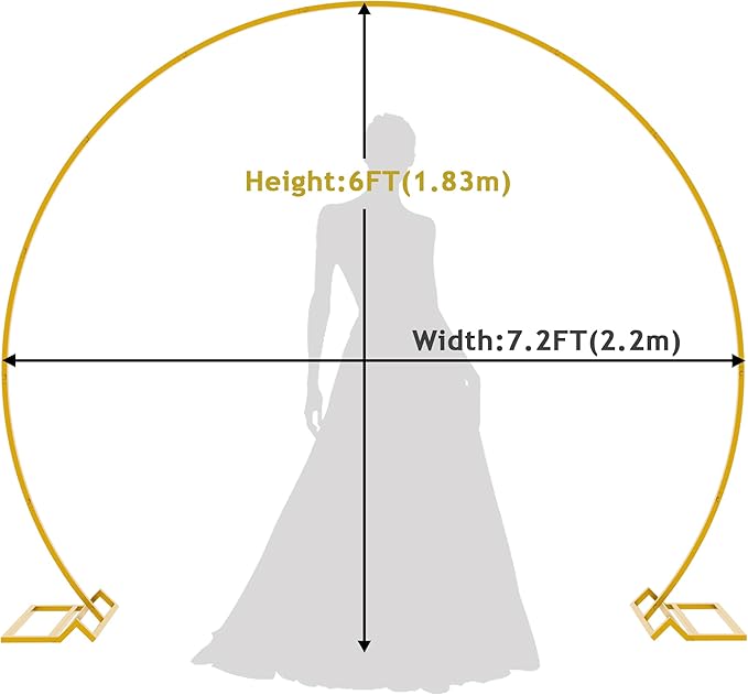 Asee'm 7.2FT Gold Wedding Arch Round Backdrop Stand Large Circle Metal Floral - Image 2
