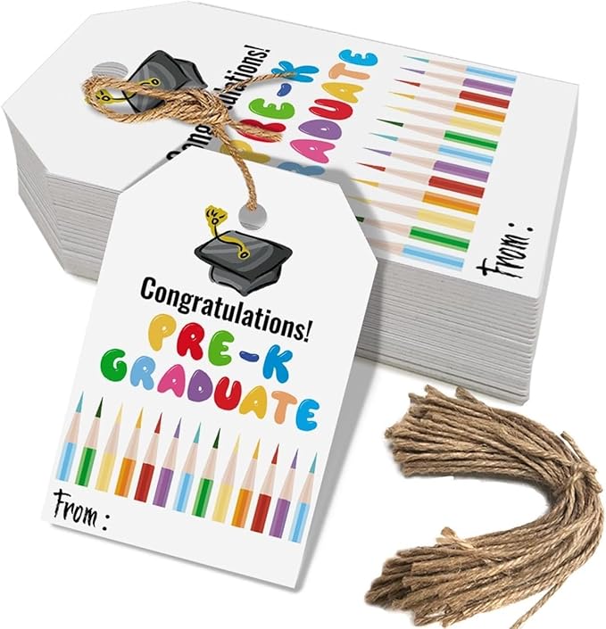 50 Pcs Pre-K Graduation Gift Tags, Congrats Grad Party Favors Gift Tags by Aukolass