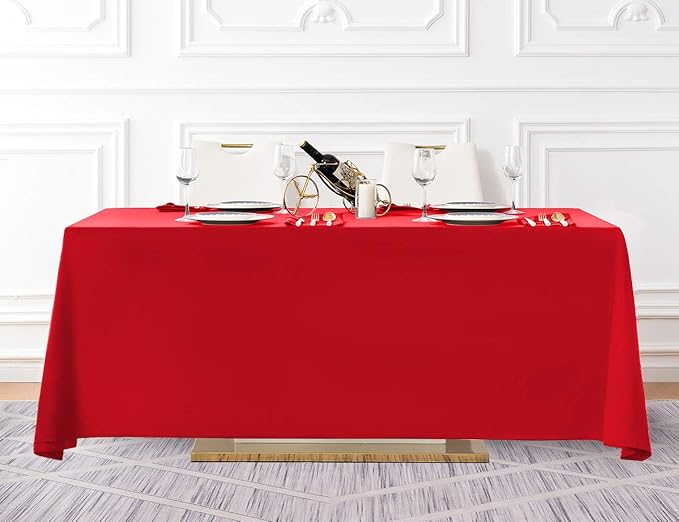 Surmente Red Tablecloth 90 x 132-inch Rectangular Polyester Table Cloth - Image 5