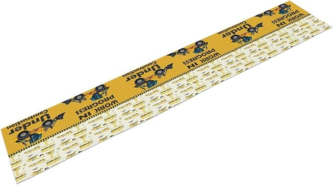 Cartoon Car Table Runner, Boys Kids Construction Vehicles Truck Yellow Print - Image 7