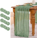 MLMW 4 Pack Sage Green Table Runner Cheesecloth Boho Gauze Rustic Cheese Cloth by MLMW