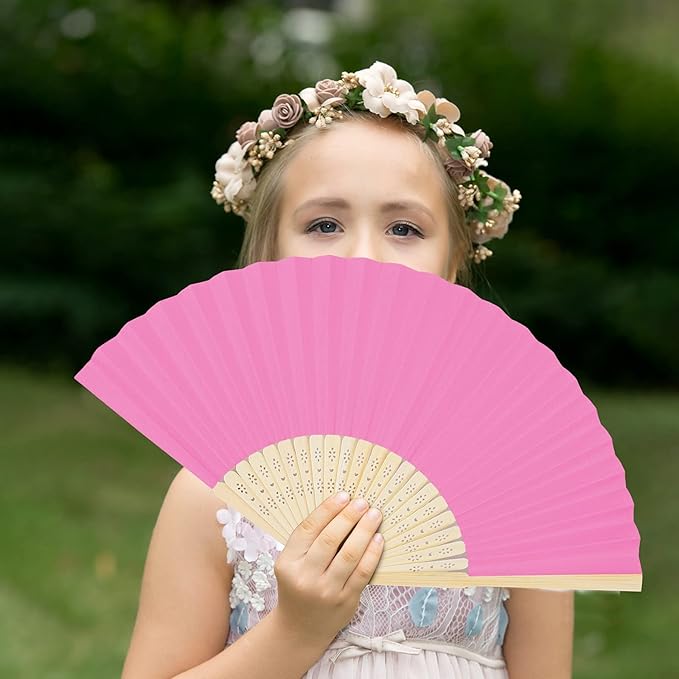 Aneco 36 Pieces Handheld Paper Fans Paper Folding Fans - Image 7
