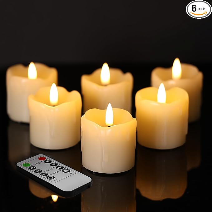 Eywamage Ivory Dripping Wax Flameless Votive Candles by EywamageCandles