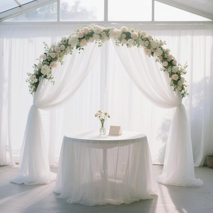 Wedding Arch Draping Fabric 29" x 18 FT White Sheer Chiffon Outdoor Curtain - Image 2