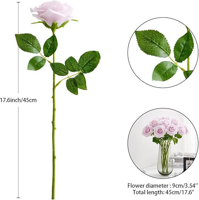 Artificial Rose 10pcs Open Flower Bouquet Faux Rose Stems - Image 4