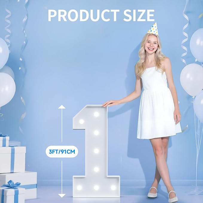 3FT Marquee Numbers 9 for 9th 19th 90th Birthday Party Decorations, Large Light - Image 2