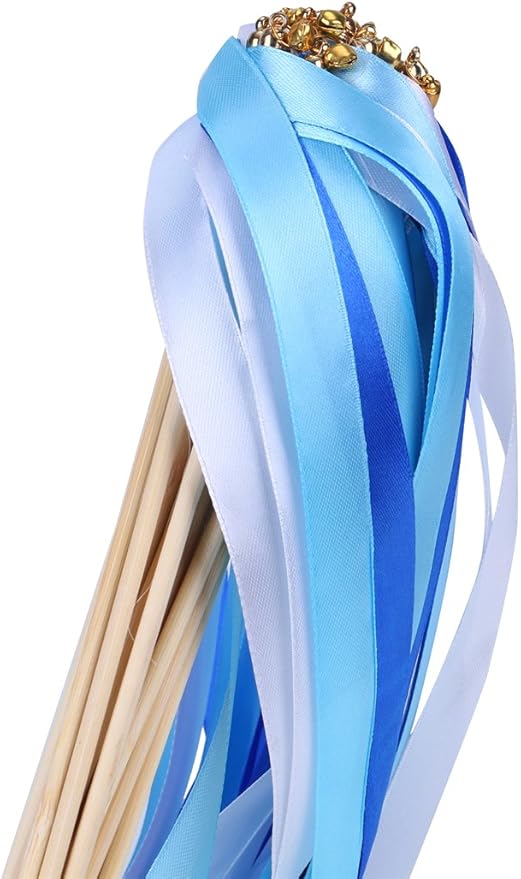30 Pack Ribbon Wedding Wands Sticks Wedding Party Favors Streamers by Wishprom