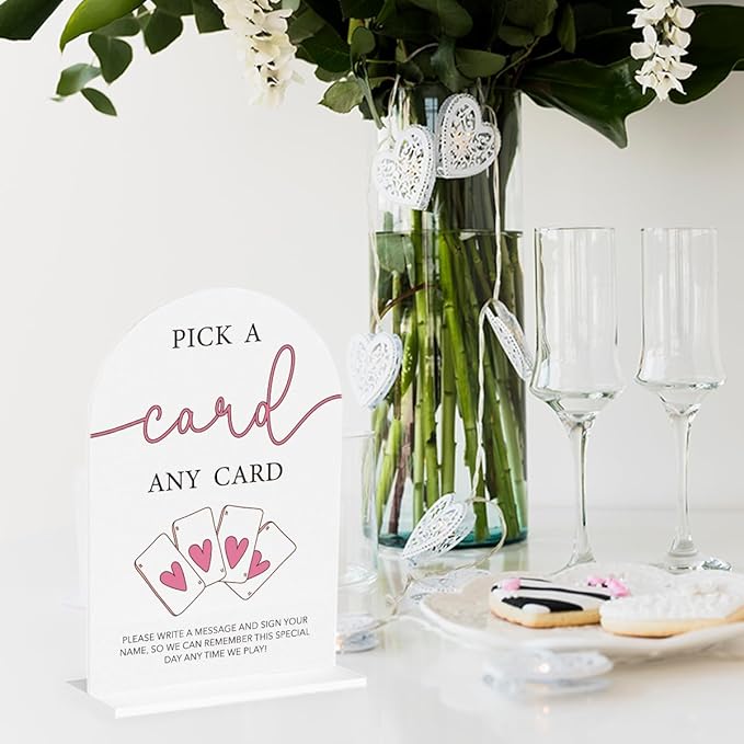 Wedding Playing Cards Guest Book Sign Acrylic Arch Wedding Bridal Shower Baby - Image 4