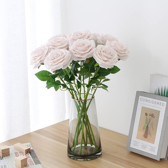Artificial Rose 10pcs Open Flower Bouquet Faux Rose Stems - Image 2