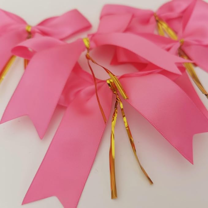 50pcs 3-1/2" Hot Pink Satin Ribbon Bows - Image 5
