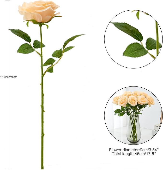 Artificial Rose 10pcs Open Flower Bouquet Faux Rose Stems - Image 4