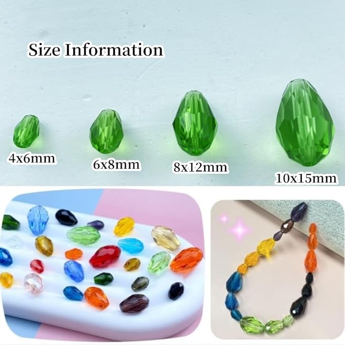 50pcs 10x15mm Teardrop Crystal Glass Beads Vertical Hole Faceted Glass Teardrop - Image 2