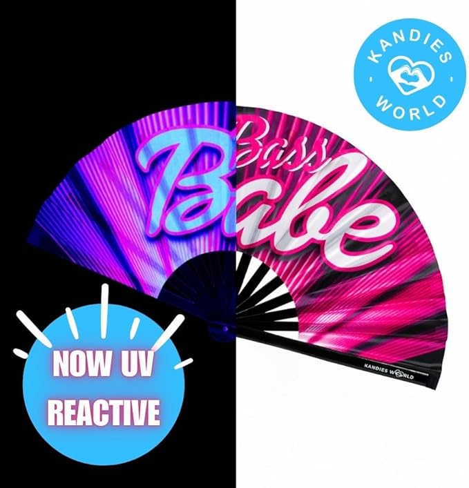 Kandies World UV Reactive Custom Festival Folding Hand Fan - Image 5