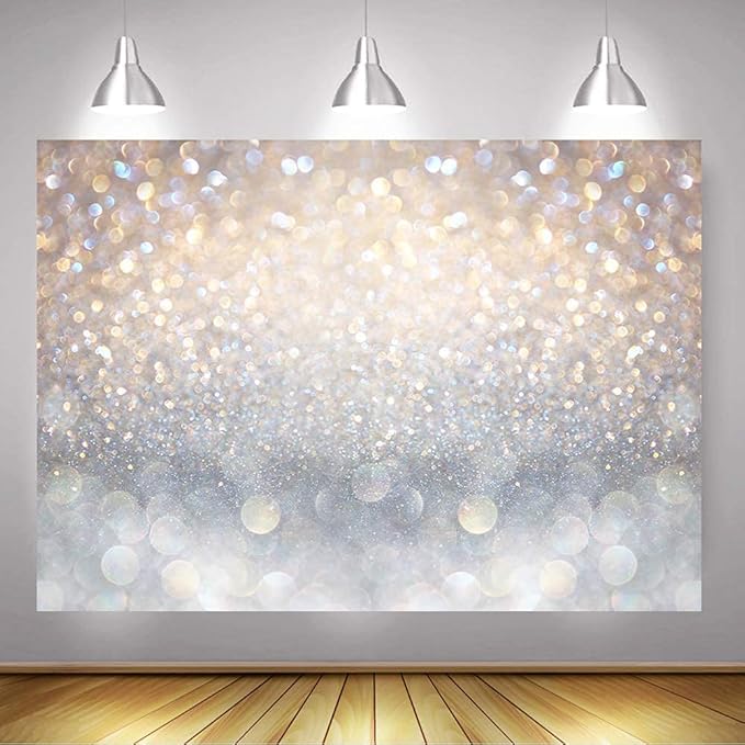 Mocsicka 7x5 Bokeh Photography Backdrop Blue Grey Spots Sparkle Background - Image 7