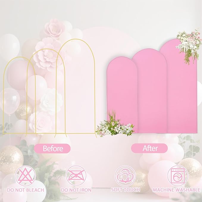 WEERRW Pink Arch Backdrop Cover Ballon Arch Stand Covers Set of 3 Spandex - Image 4