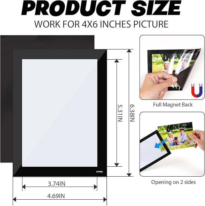 Magnetic Picture Frames for Refrigerator, Magnet Photo Frame Pockets/Greeting - Image 2