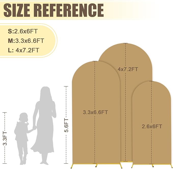 MODFUNS Arch Backdrop Stand and Cover Set 6&6.6&7.2ft Khaki Arch Backdrop - Image 4