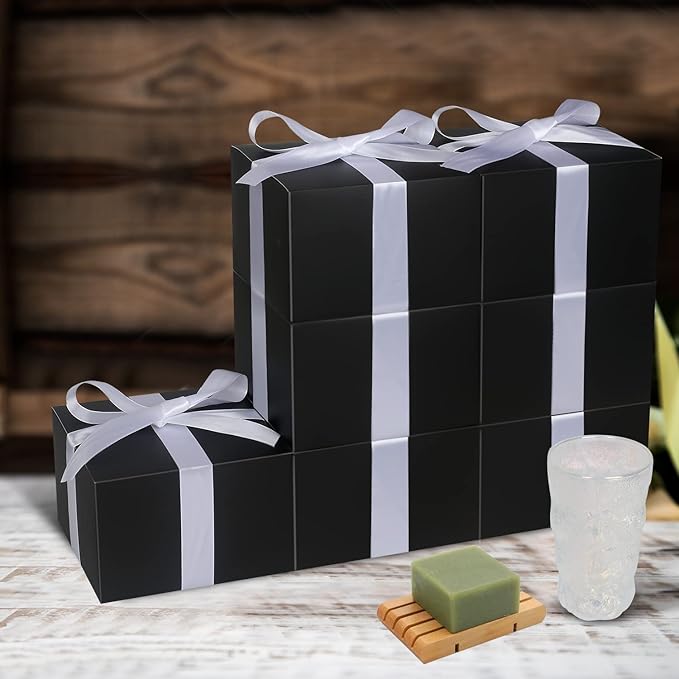 COTOPHER Small Gift Boxes 10 Pack 6x6x4 inches Black Gift Boxes - Image 2