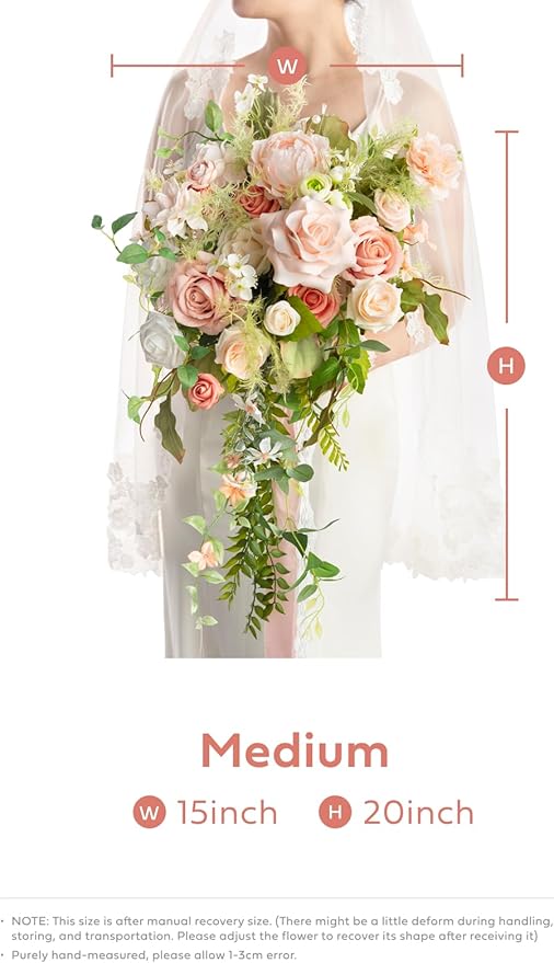 Ling's moment Pink Bride Bouquet - Image 7