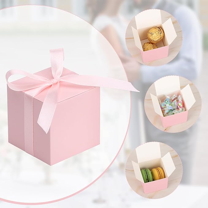 EUSOAR Candy Boxes Party Favors, Mini Bakery Cookies Box Square Paper Chocolate - Image 3