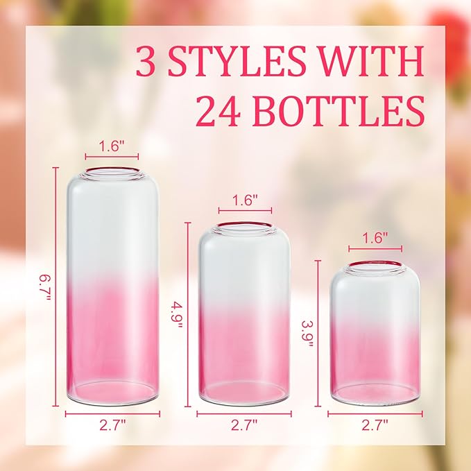 24Pcs Pink Bud Vases, Glass Flower Vase - Image 2