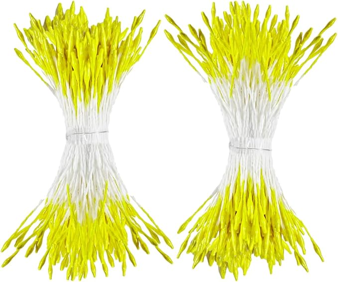 HAHIYO 1000Pcs 1mm Light Yellow Pearl Double Head Flower Pistil by HAHIYO