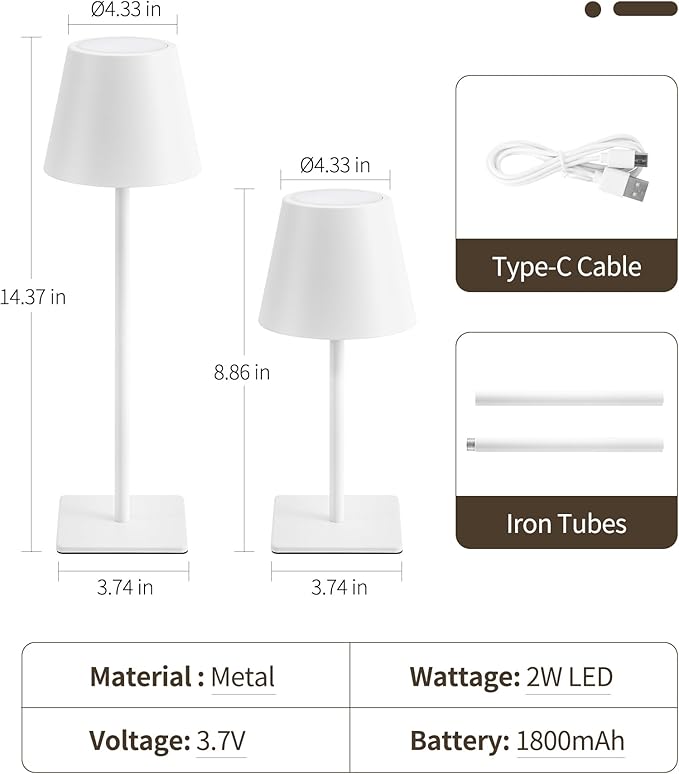UME Cordless Table Lamp, Battery Operated Lamp - Image 6