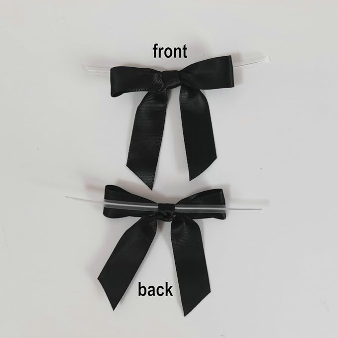 50pcs 2-1/2" Black Satin Ribbon Bows - Image 4