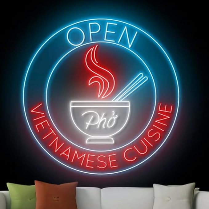 Open Vietnamese Cuisine Neon Sign, Custom Vietnamese Food Led Sign, Pho Led - Image 5