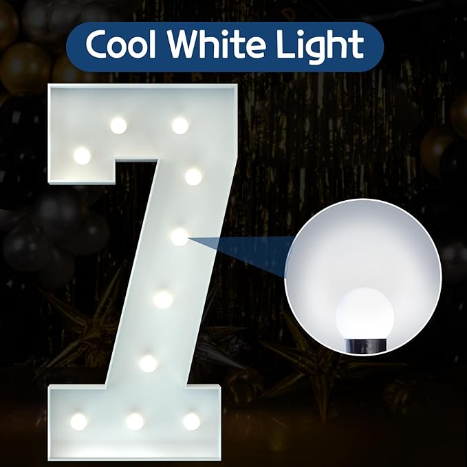 Marquee Numbers 4 Feet Tall Big Light Up Numbers 7th 17th 70th Happy Birthday - Image 2