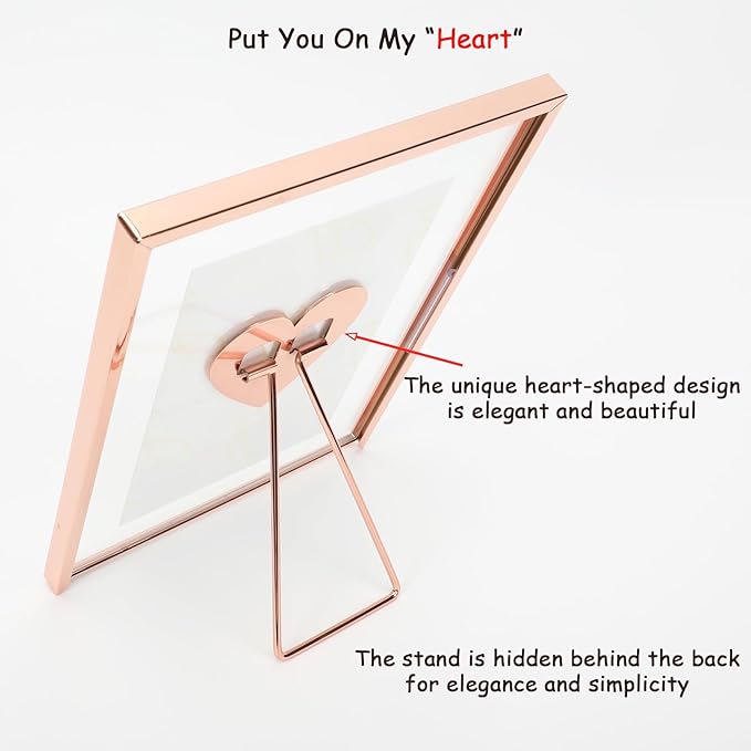 6"x8" Rose Gold Heart Floating Frame, - Image 3
