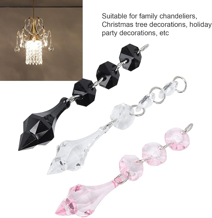 Buachois 10Pcs Clear Acrylic Crystal Ornament Beads Garland Chandelier Hanging - Image 6