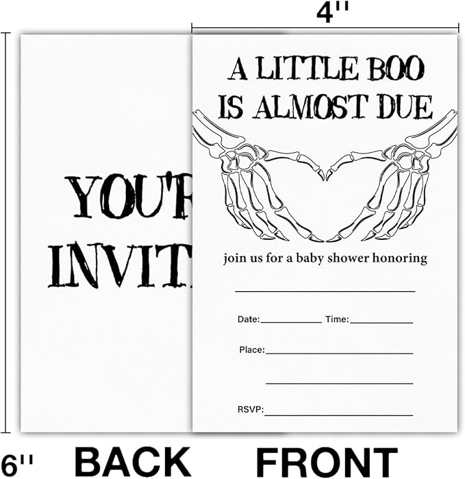 Halloween Baby Shower Party Invitations, Gothic Skeleton Spooky Baby Shower - Image 2