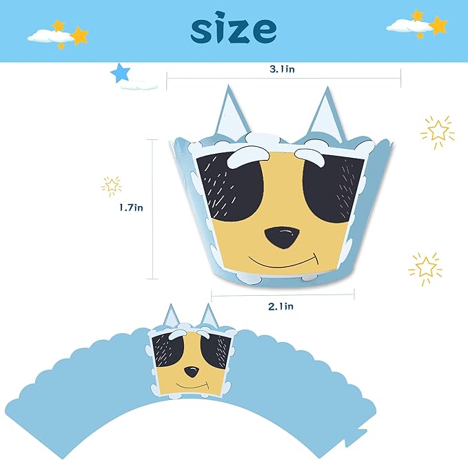 Cartoon Blue Dog Cupcake Wrappers 20pcs Dog Family Cupcake Liners Baking Cups - Image 2