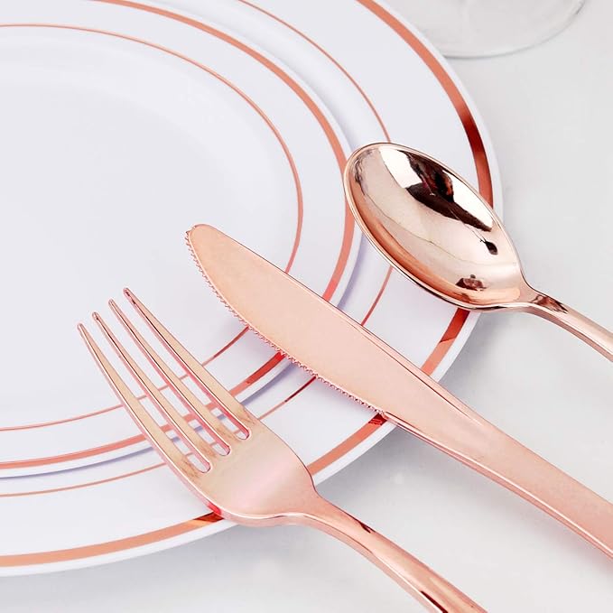 WDF160 Piece Rose Gold Disposable Cutlery Set - Image 3