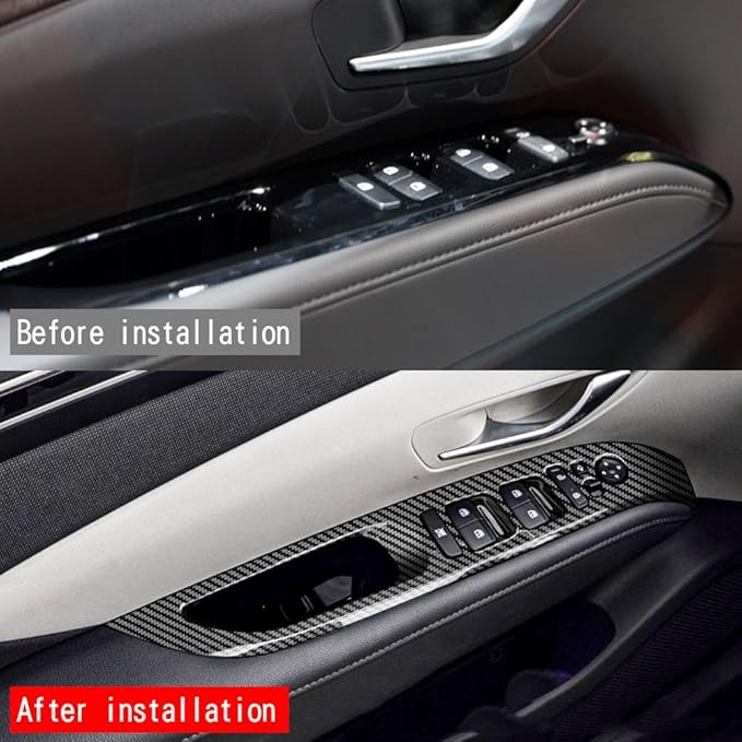 4pcs Carbon Fiber Style Front Rear Doors Window Glass Lift Switch Panel Cover - Image 3