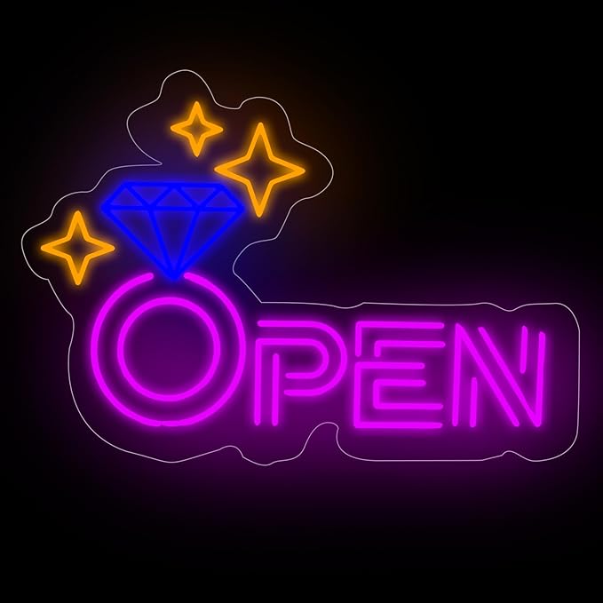 Diamond Open Indoor Neon Sign For Jewelry Store Custom Led Neon Sign Business by DMDMBSR