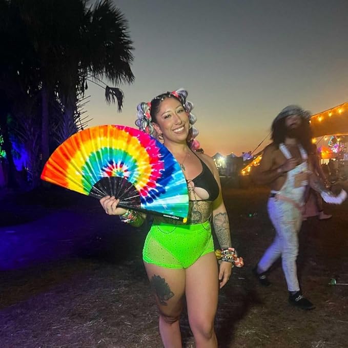 Kandies World UV Reactive Custom Festival Folding Hand Fan - Image 7
