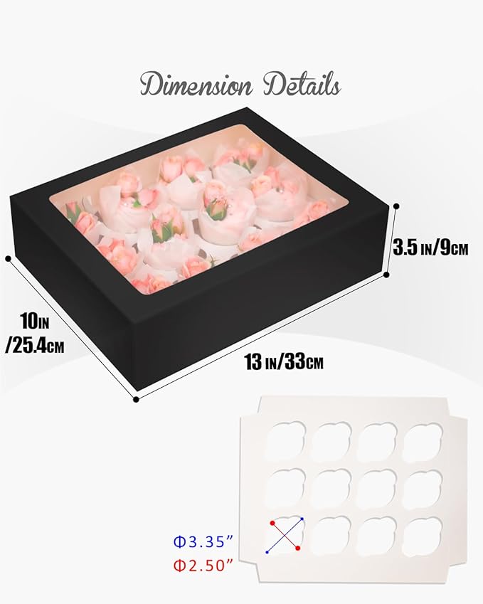 Bakepacker Auto-pop up 12 Cupcake Containers 6-Packs Black Cupcakes Carrier - Image 5