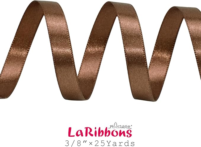 LaRibbons Brown Ribbon 3/8 Inch 25 Yards Luxury Double Faced Mocha Mousse Silk - Image 6